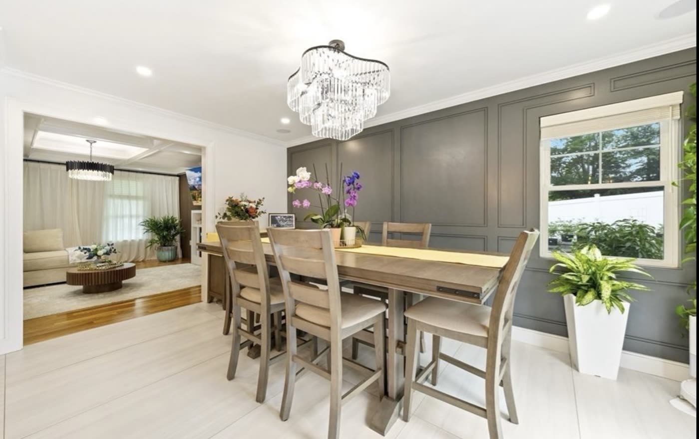 The dining room set for a house dinner